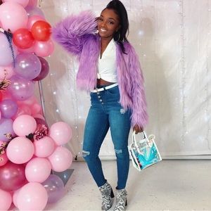 Purple Faux Fur Jacket